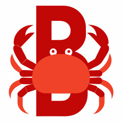 Red crab forming letter b alphabet illustration