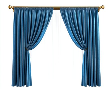 blue curtains isolated on white