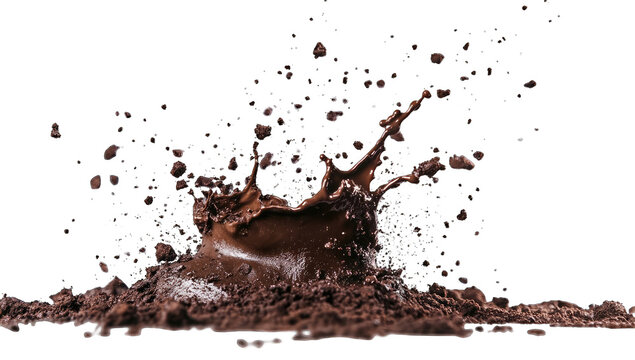 Dark brown liquid splash on dark surface