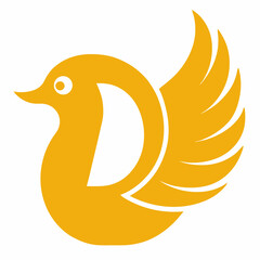 Abstract golden bird logo design with wings