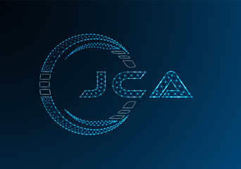 JCA low poly letter logo vector design. JCA lower poly logo design. Low poly logo.