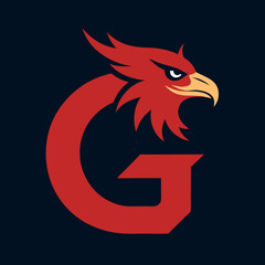 Obraz premium Fiery red eagle head letter g logo design