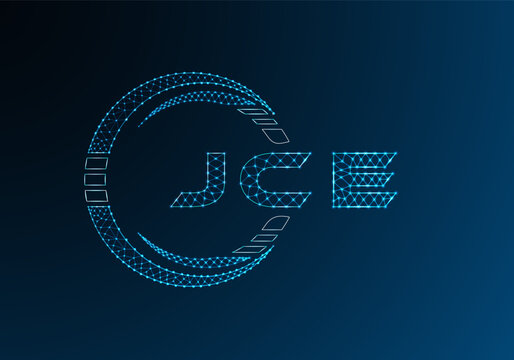 JCE low poly letter logo vector design. JCE lower poly logo design. Low poly logo.