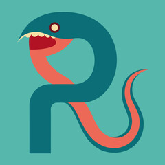 Naklejka premium Abstract snake letter r design illustration