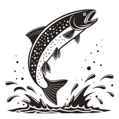 Fototapeta premium Set of vector fish illustrations, including a fish on a hook, perfect for aquatic and fishing designs
