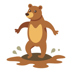 Nature's Disco A Happy Bear Unleashing Its Inner Dancer While Frolicking Freely in a Muddy Oasis.eps