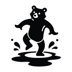 Wild Celebration Observing a Playful Bear Enthusiastically Dancing and Rolling in the Rich, Earthy Mud.eps