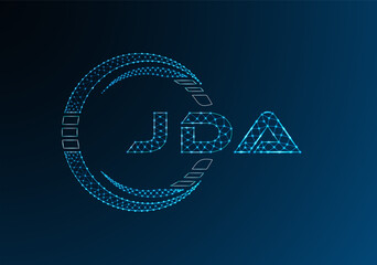 JDA low poly letter logo vector design. JDA lower poly logo design. Low poly logo.