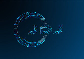JDJ low poly letter logo vector design. JDJ lower poly logo design. Low poly logo.