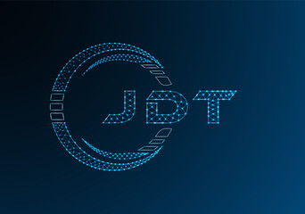 JDT low poly letter logo vector design. JDT lower poly logo design. Low poly logo.