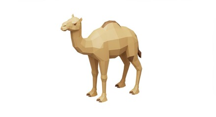 Low-poly Camel 3D Render: A Geometric Desert Animal