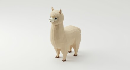 Obraz premium Low-Poly Alpaca Model: A Digital Rendering of a Cute Animal