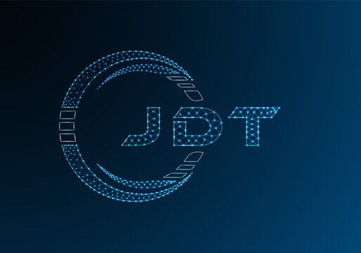 JDT low poly letter logo vector design. JDT lower poly logo design. Low poly logo.