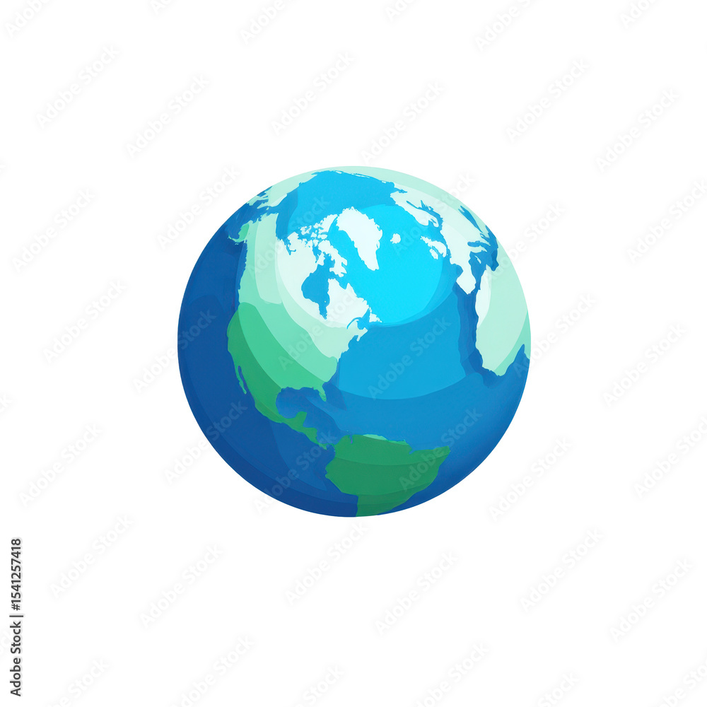 Poster a 3d rendering of world globe planet earth with transparent background an icon style representation 