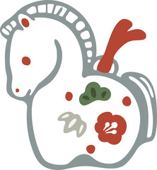 年賀2026　年賀状素材　午　馬　2026　土鈴　干支　午年　モダン　かわいい　イラスト素材