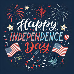 Independence Day USA Illustration – Stars, Stripes, Fireworks, and Festive Icons”