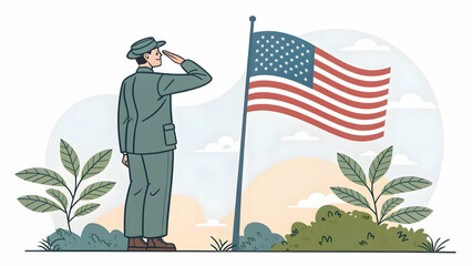 Independence Day USA Illustration – Stars, Stripes, Fireworks, and Festive Icons”