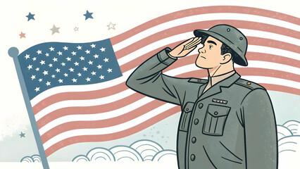 Independence Day USA Illustration – Stars, Stripes, Fireworks, and Festive Icons”