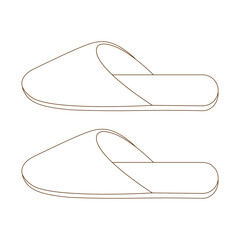 シンプルな横向きスリッパの線画イラスト