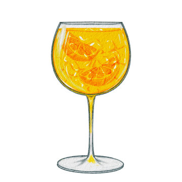orange cocktail in glass, refreshing drink clip art preview