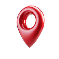 A Transparent PNG 3D Render of a Red Location Pin Icon for GPS Navigation and Geotagging Purposes