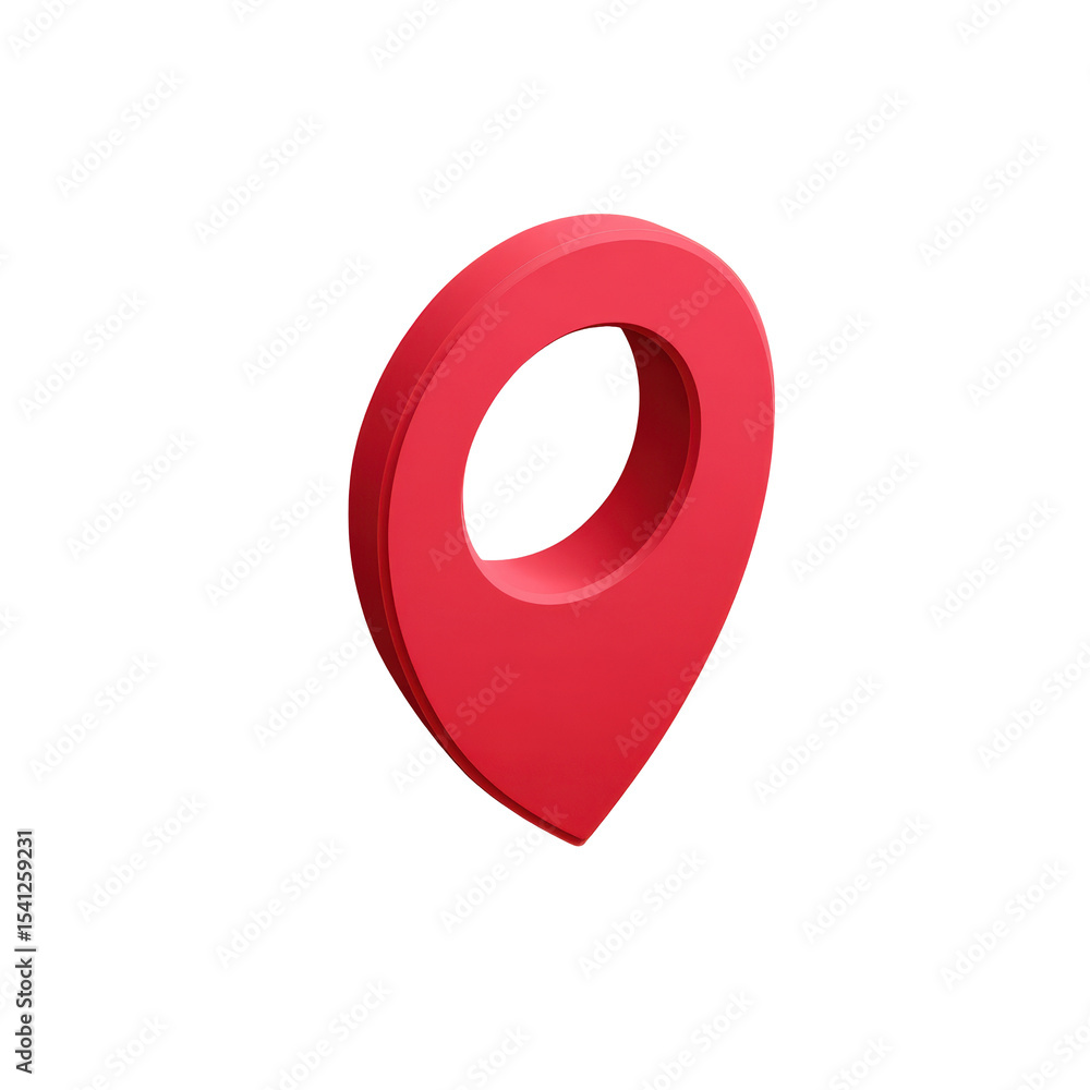 Poster 3d rendering of a red location pin icon on transparent png background for gps navigation and geotagg