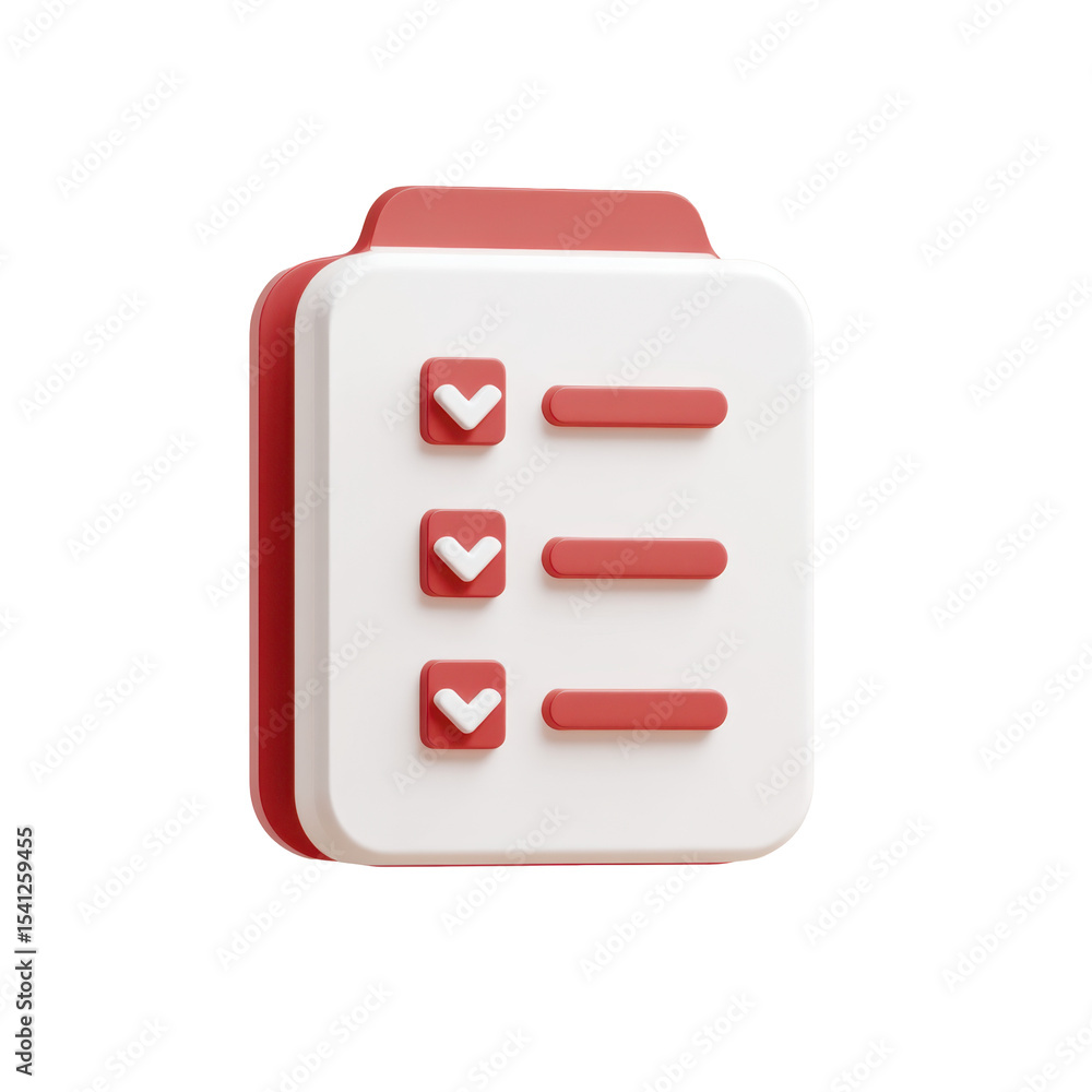 Poster transparent png task icon: 3d render of check list for to do items or business project