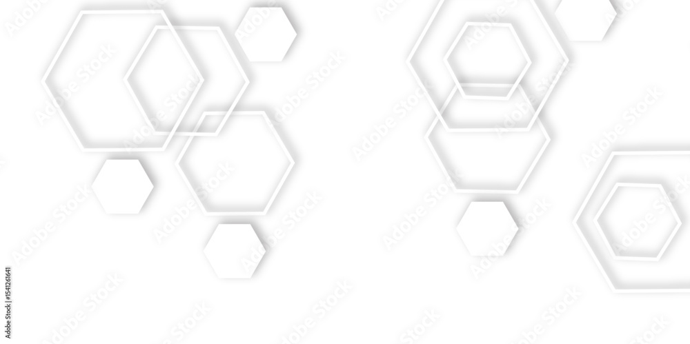 Poster clean white background featuring overlapping hexagons, creating a modern and clean design element ef