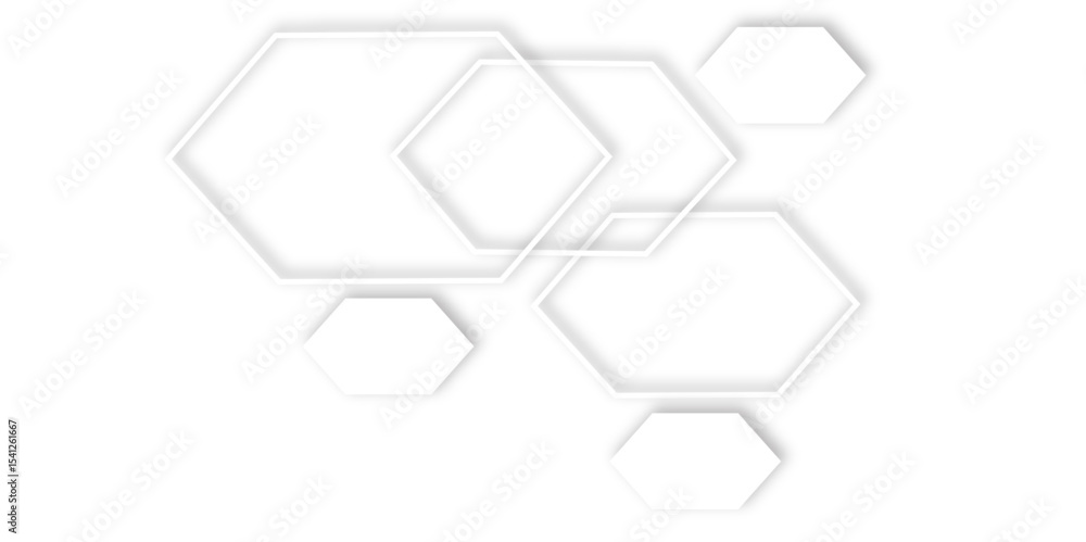 Poster clean white background featuring overlapping hexagons, creating a modern and clean design element ef