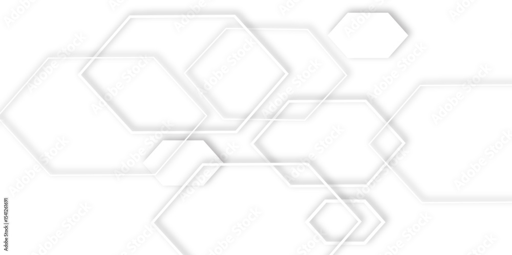 Poster clean white background featuring overlapping hexagons, creating a modern and clean design element ef