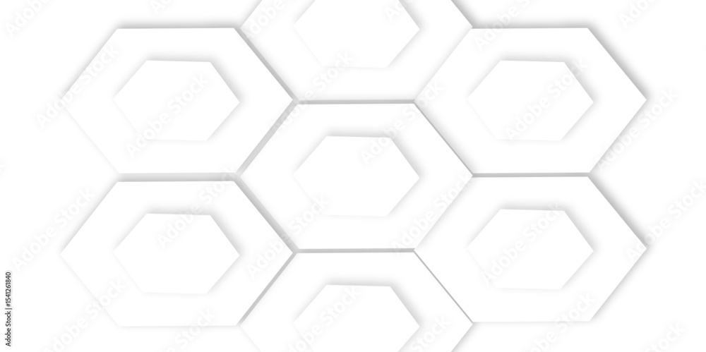 Poster abstract white background with white hexagonal shapes and subtle shadow effects. a clean and modern 