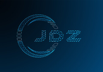JDZ low poly letter logo vector design. JDZ lower poly logo design. Low poly logo.