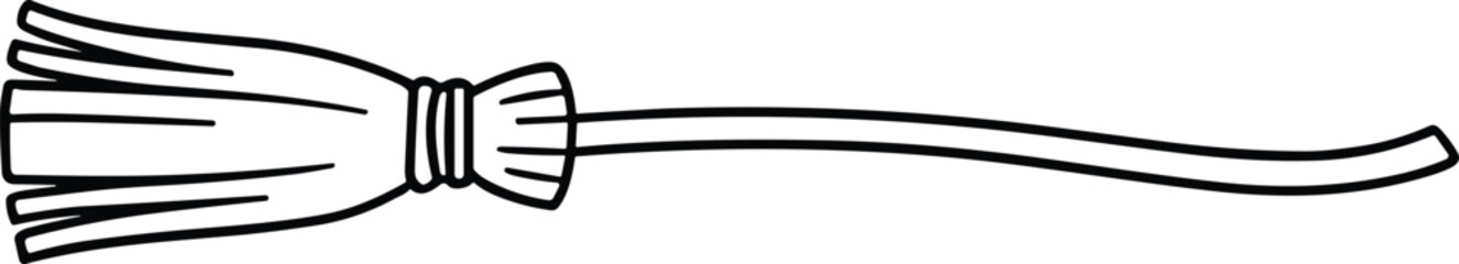 Vintage Hand-Drawn Broomstick Line Art – Black Cleaning Tool Illustration