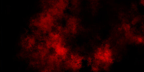 Toned night sky with fluffy soft clouds, Smoke from fireless candle on dark wall background, Red clouds in the black sky. surreal background with copy space for  design.