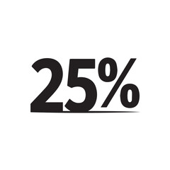 25 percent off. Premium vector abstract geometric shape silhouette isolated on white background. 