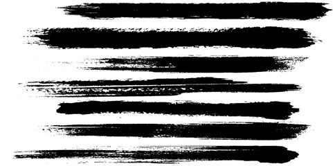 Black ink vector stains and strokes. Vector set of grunge brush strokes.