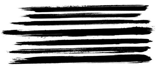 Black ink vector stains and strokes. Vector set of grunge brush strokes.