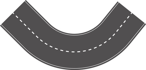 Wavy Curved Road. Top view. Flat illustration isolated on white background.