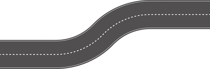 Wavy Curved Road. Top view. Flat illustration isolated on white background.