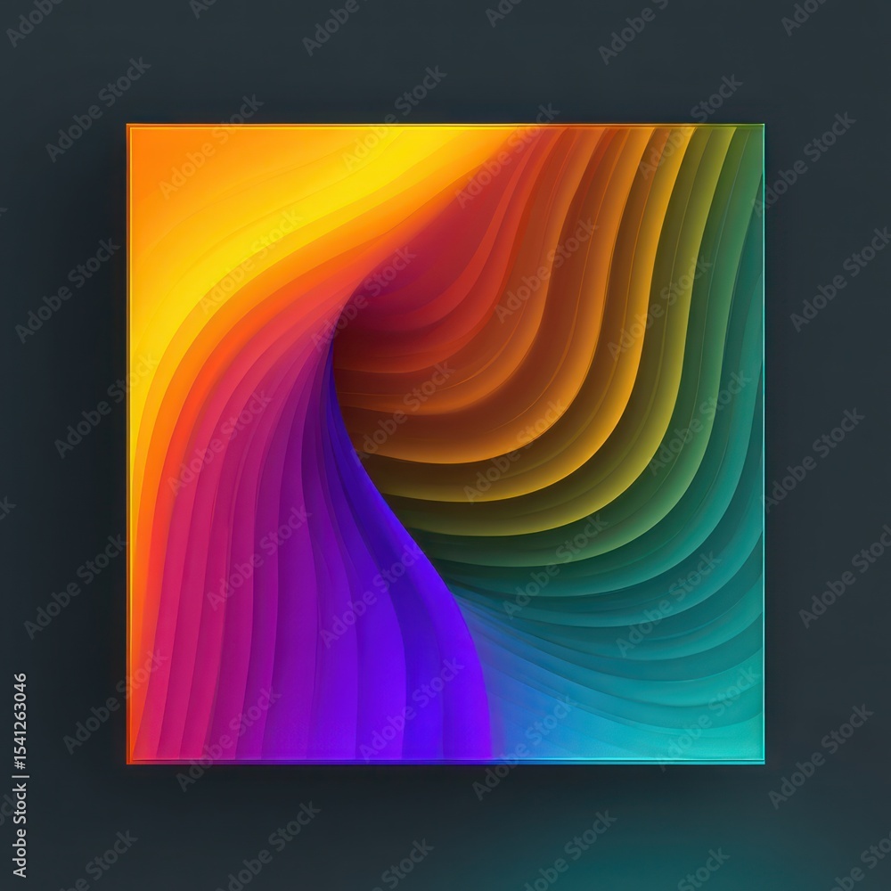 Poster led panel in 3d, featuring a rainbow gradient with smooth, calming color transitions.