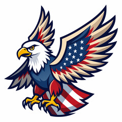 Eagle with Spread Wings and USA Flag