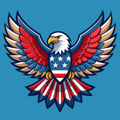 Eagle with Spread Wings and USA Flag