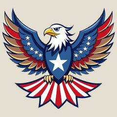 Eagle with Spread Wings and USA Flag
