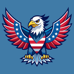 Eagle with Spread Wings and USA Flag