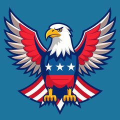 Eagle with Spread Wings and USA Flag