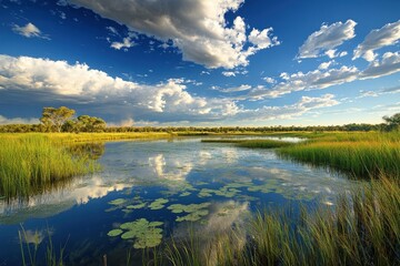 Fototapeta premium Explore the serene marsland nature reserve in Northern Territory Australia during a stunning sunset, Marsland nature reserve in Australia Northern Territory Scenic landscape