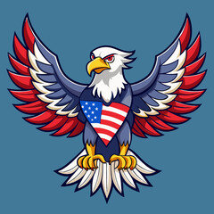 Eagle with Spread Wings and USA Flag
