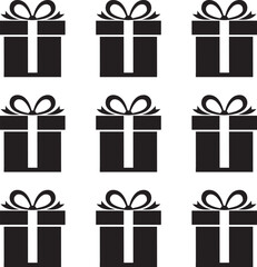 Silhouette set of gift boxes. Elegant gift box silhouette isolated vector on white background. 