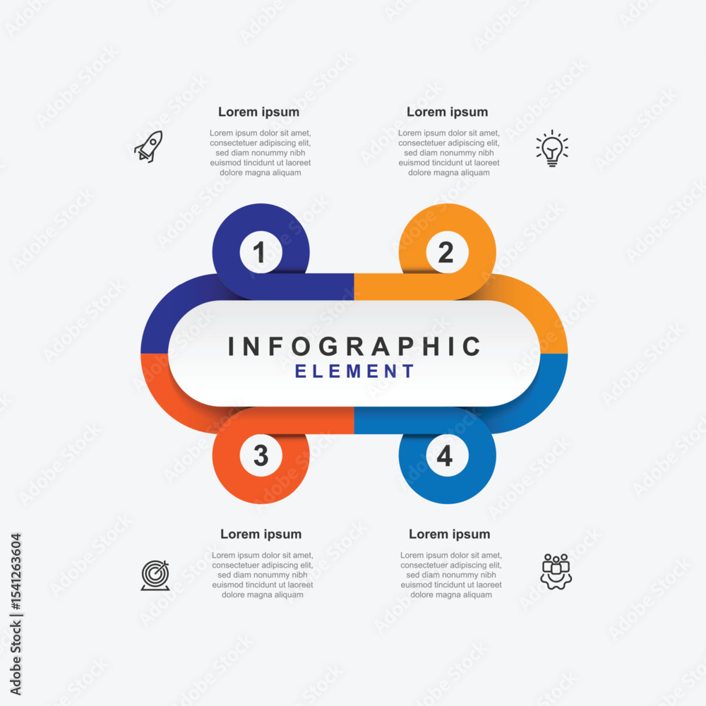 Poster business template presentation. management planning concept. 4 step process infographic vector eleme