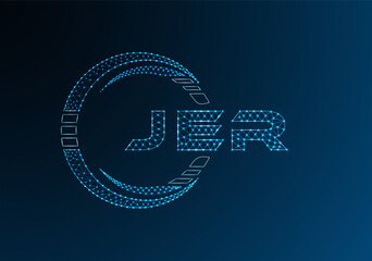 JER low poly letter logo vector design. JER lower poly logo design. Low poly logo.
